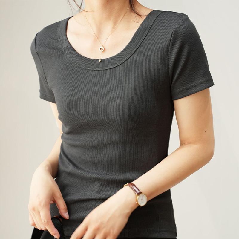 Tricou de damă, cu decolteu în U, cu mâneci scurte