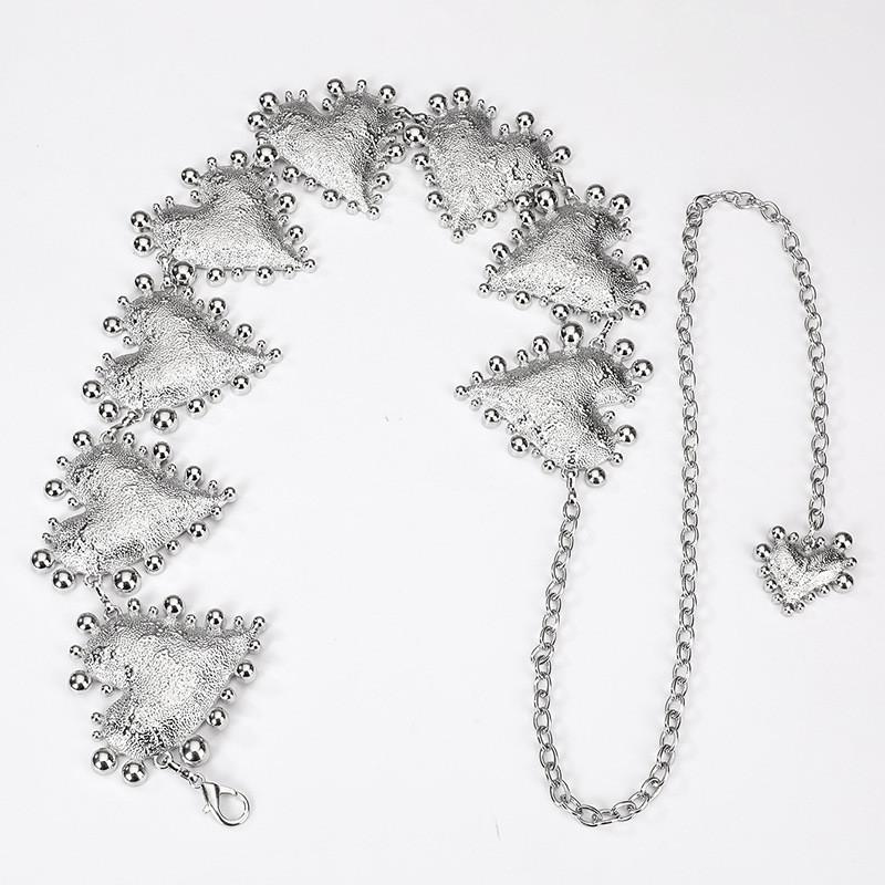 Silver And Gold Metal Waist Chain For Women Decorative Jewelry With Sculpted Details For All Seasons