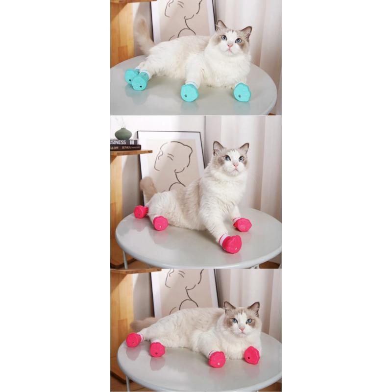 Cat Claw Protector Bath Feeding Bathing Shoes Foot Cover Anti-Scratch for Cats Pet Grooming Silicone Paw Nail Cover Boots