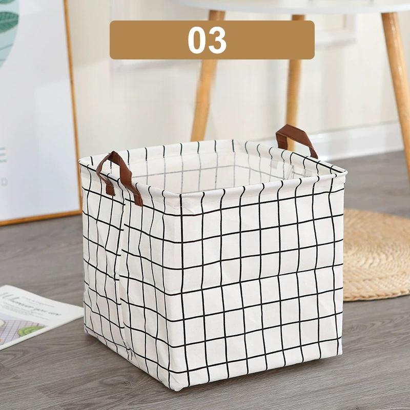 Foldable Cotton Linen Laundry Basket Dirty Clothes Hamper Household Storage Organizer Multifunctional Sundries Storage Bin