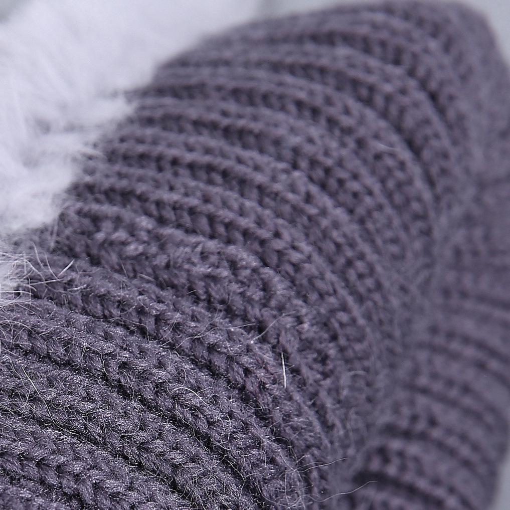 Colorful Rex Rabbit Fur Knitted Women's Warm Winter Hat