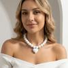 Acrylic Beaded Necklace Solid Cream Color Clavicle Chain Heart Pendant Choker  Vacation Outfit