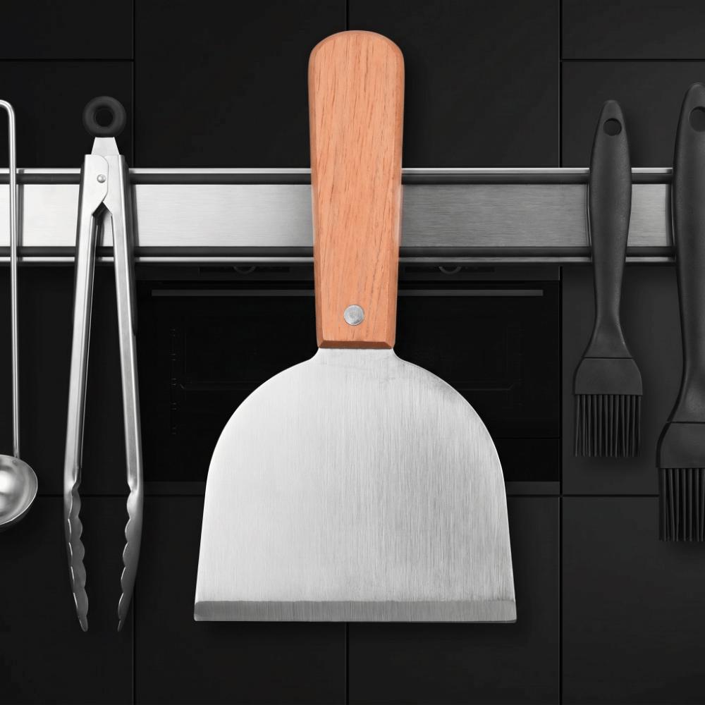 Wooden Handle Grill Scraper Wide Flat Head Pizza Spatula Easy Clean BBQ Shovel Burger Flipping