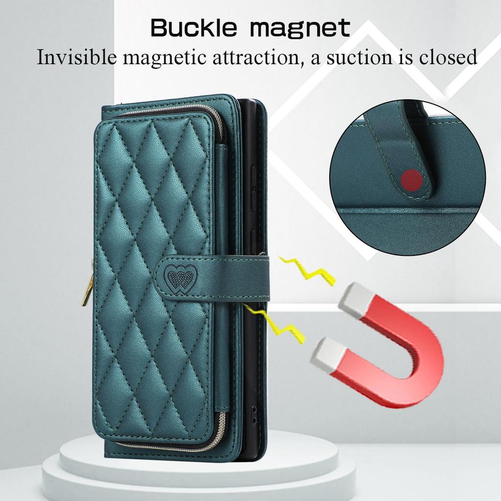 Zipper Wallet 9 Cards Bag Flip Leather Case for Samsung S23 S22 S21 S20 Ultra Plus S21FE A14 A54 A13 A53 A12 /iPhone 15 14 13 12 Pro Max XS Max 7P 8P