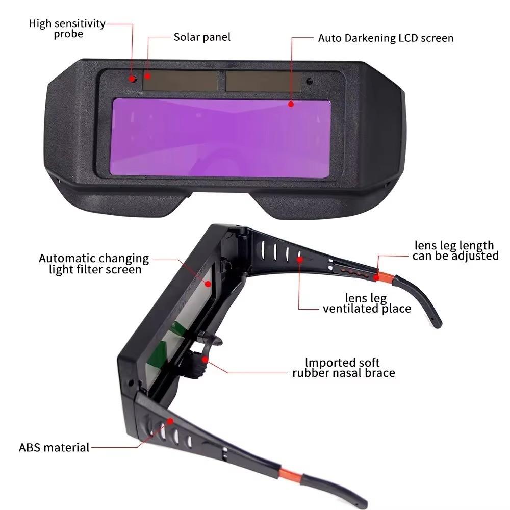 Occhiali da saldatura oscuranti automatici, cambio luce, occhiali protettivi anti-occhi con oscuramento automatico per maschere da saldatura, accessori per occhiali