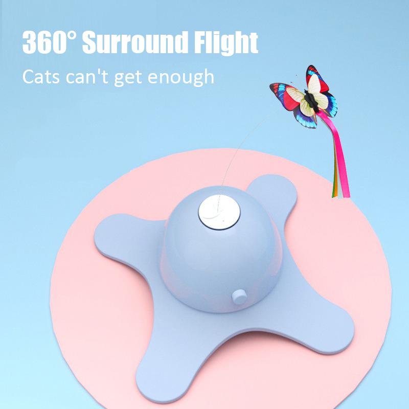 Cat Toy Electric Self-Hi Butterfly Turntable Toys Not Easily Poured Smart Teaser Cats Stick Replaceable Butterflies Pet Supplies