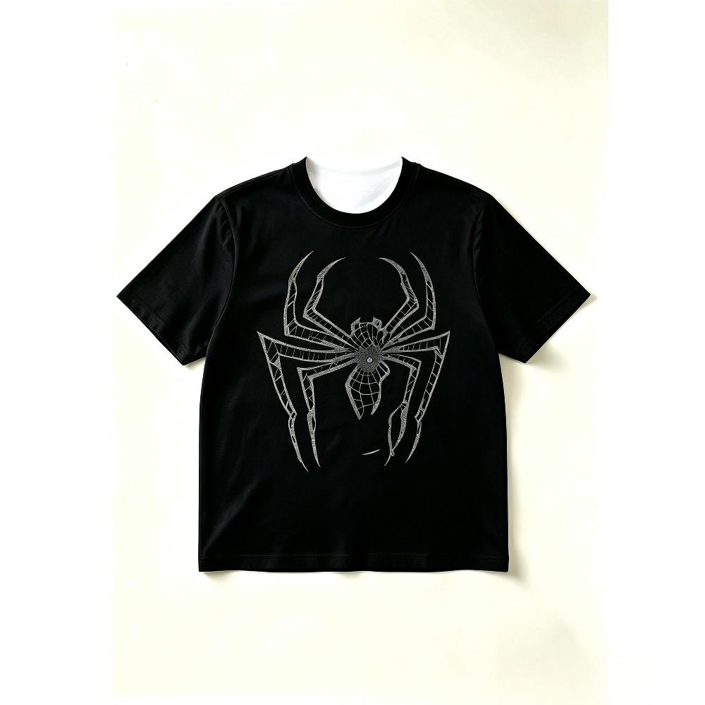 Unisex Spider Graphic Short Sleeve Tshirt Polyester Casual Streetwear Tee Retro Spider Print Fashion Crew T Shirt For Daily Wear