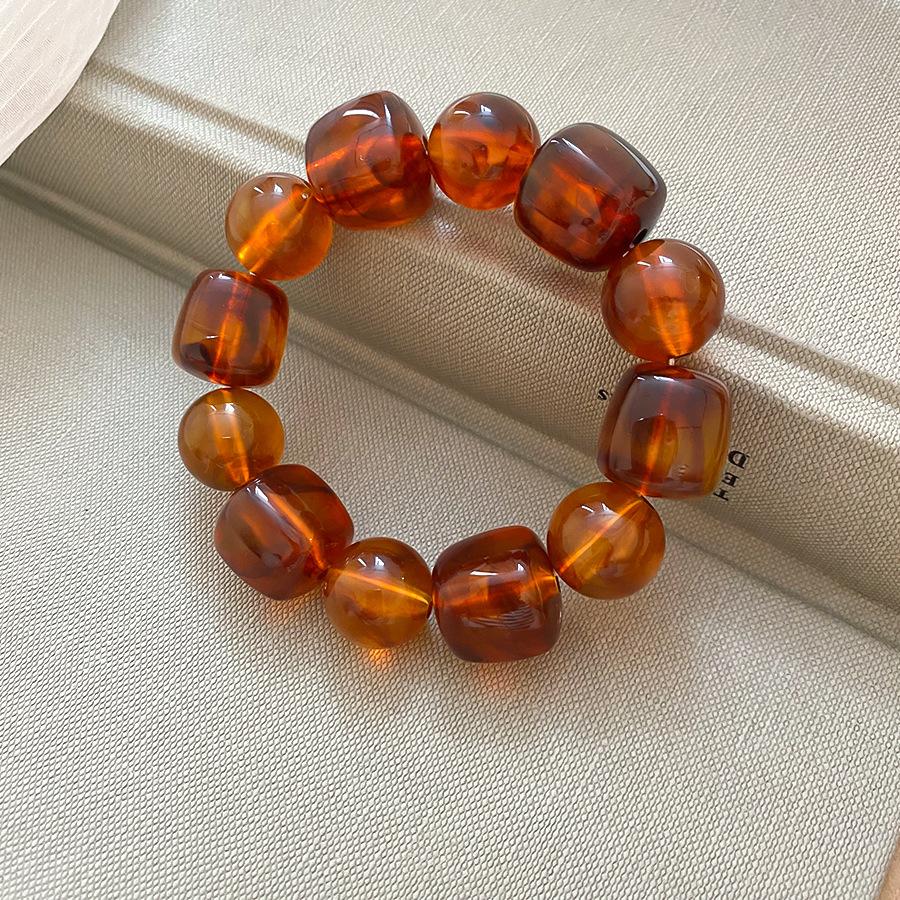 Acrylic Irregular Square Round Beaded Bracelet for Women Simple Korean Hand Accessories