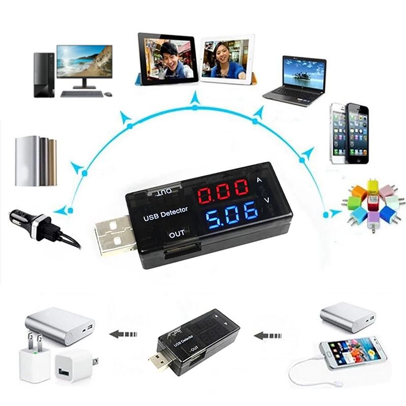 USB Voltage Meters Current Voltage Power Tester Dual Digital Display Volt Amp Meter For Android Phone And IPhones