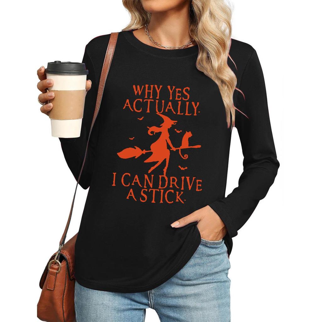 Women's Gothic Halloween Print Long Sleeve Crew Neck Top, 2025 Winter Collection