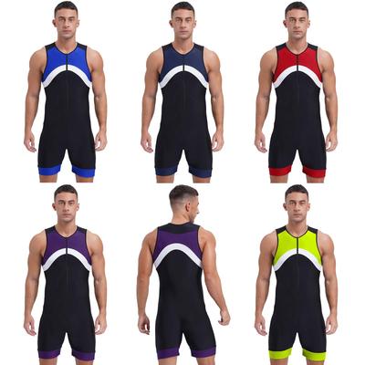 Mens Jumpsuit One Piece Athletic Unitard Swimsuit Swimwear Front Zipper Shorty Wetsuit