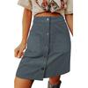 Women Button High Waist Corduroy Package Hip Skirt with Pocket