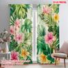 2pcs,2D Plane Printing Minimalist Curtains Tropical Bloom Versatile Polyester (without Rod) Home Decor Ldeal for Bedroom Living