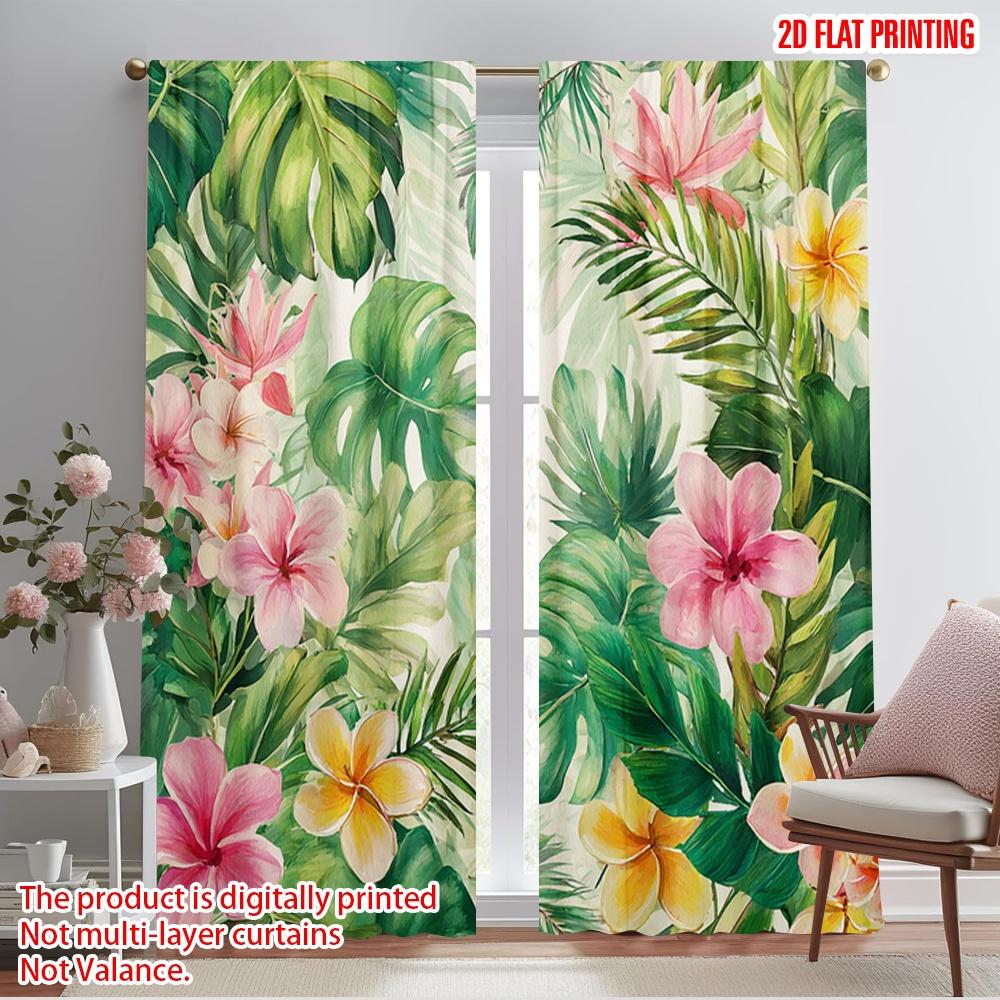 

2pcs,2D plane printing Minimalist Curtains Tropical Bloom Versatile Polyester (without rod) Home Decor Ldeal for Bedroom Living 52.50×116.00 CM 2pcs