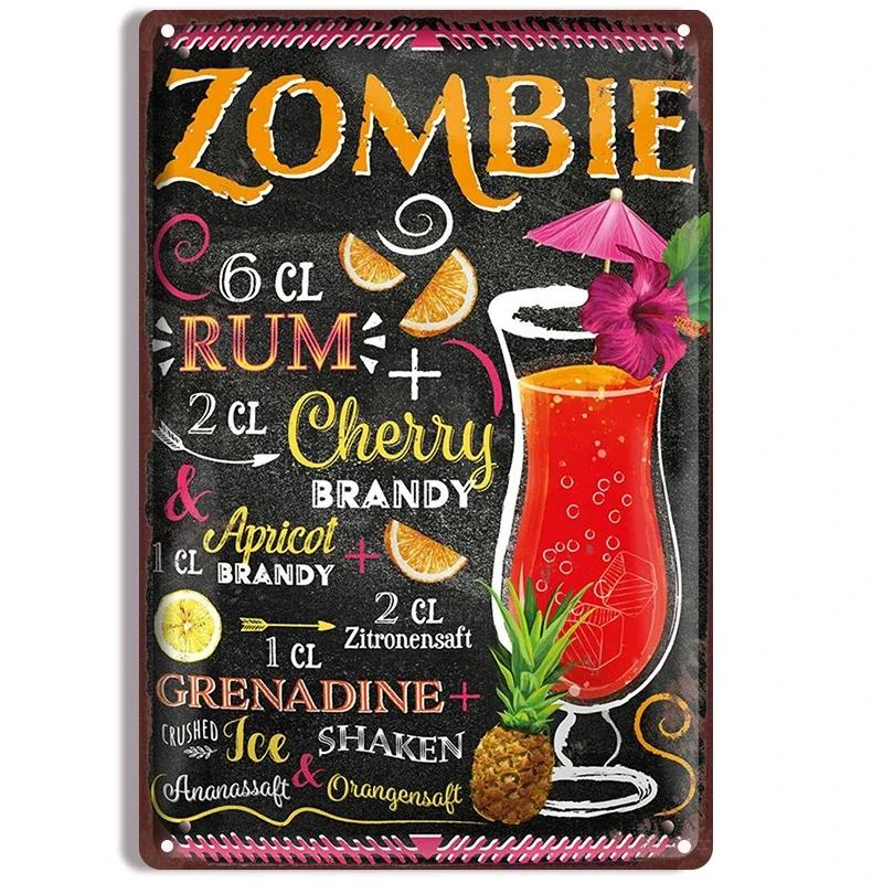 VintageSip Classic Cocktail Tin Signs - Spanish Blackboard Style Wall Posters, Decorative Plaque for Bar, Club & Beverage Shop