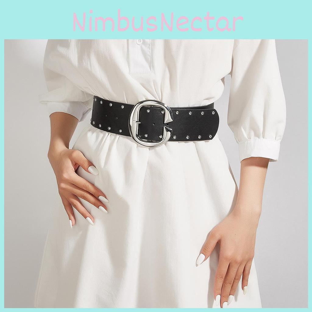 Retro Fashion Rivet Belt With Alloy Buckle Casual Outfits Accessory Everyday