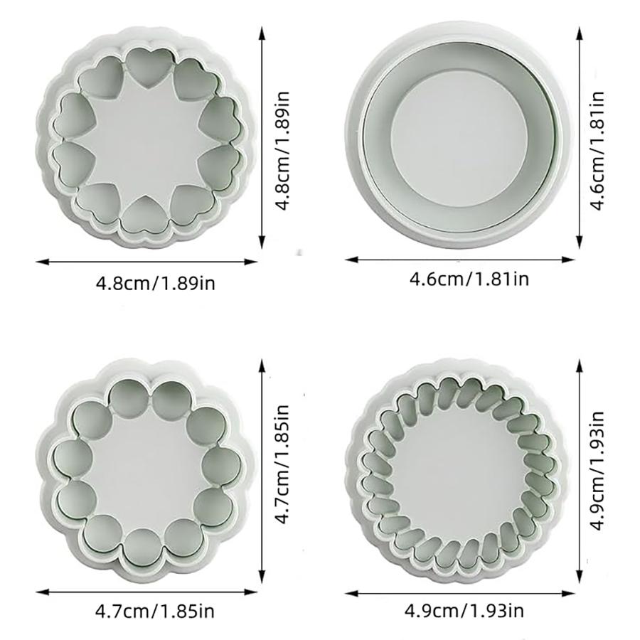 

3D Flower Cookie Cutter Chocolate Sandwich Cookie Cutter 4-piece Biscuit Mold for Baking Stamps Press Plunger Cookie Mold