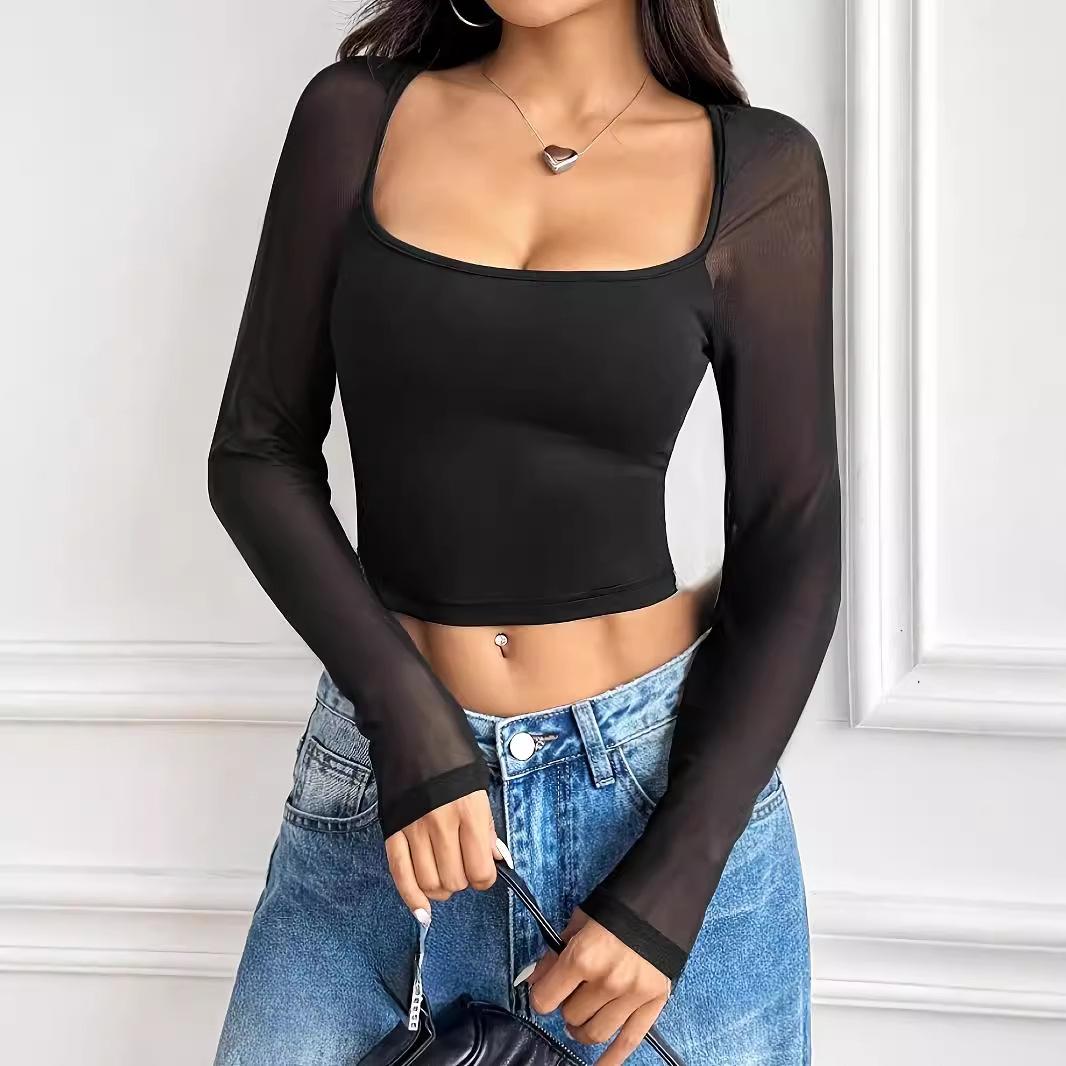 

JKASHDK женские модные повседневные весенне-осенние однотонные блузки и рубашки с квадратным воротником и длинными рукавами с принтом XXL чёрный