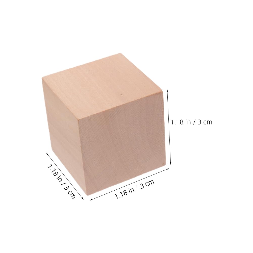 Operitacx Wooden Cubes, Set of 30, 1.2-inch x 3-cm Square, Educational Building Blocks, Natural Wood, Unpainted, Smooth to the Touch, for Kids'