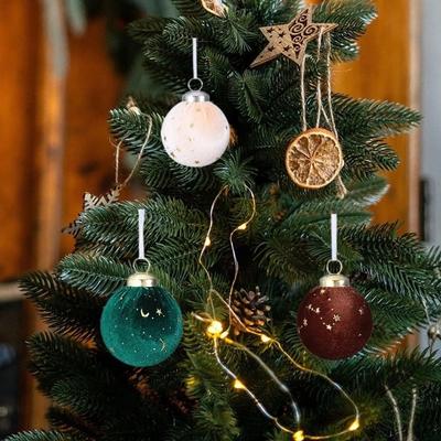 12Pcs/set Creative Velvet Christmas Ball Ornaments Shiny 6cm Flocking Christmas Ball Elegant Reusable Xmas Tree Hanging Pendants
