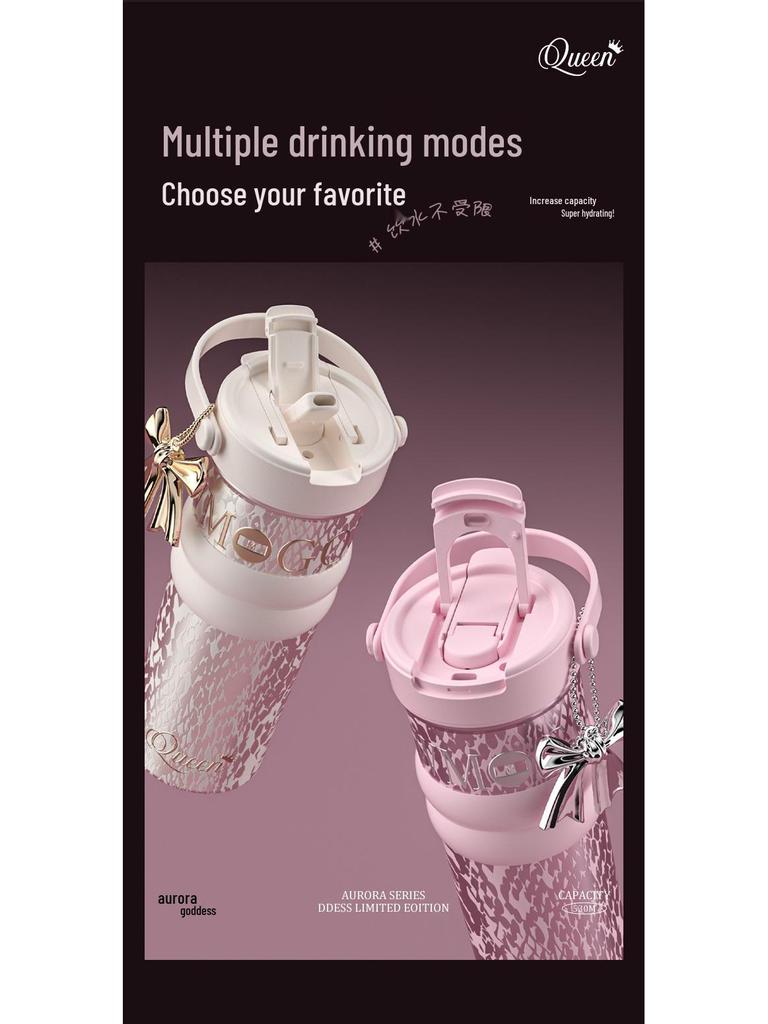 Women's Large Capacity Insulated Fruit Tea Cup with Ceramic Liner