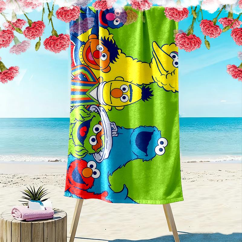 Sesame Street2 Print Beach Towel, Large Soft Quick Dry Towel for Beach Camping Swimming