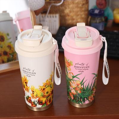 Stainless Steel Travel Thermal Cup Keeps Cold and Heat Drinking Kettle Coffee Vacuum Flask Portable 500ML Coffee Thermos Mug