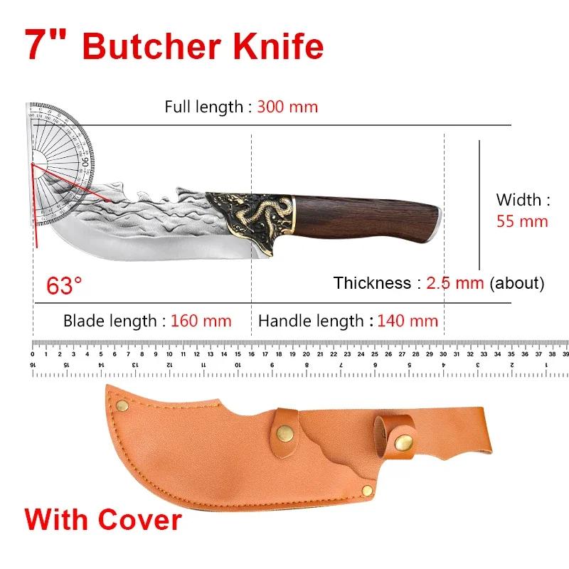 Heavy Knife Boning Butcher Kitchen Knives Chef Cleaver Meat Fish Chop Vegetable Utility Knife Slaughter Slicing Hand Forge Blade