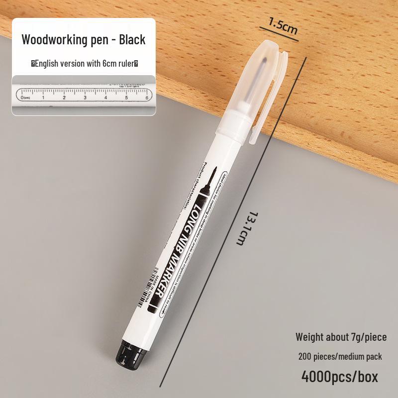 Oil-Based Waterproof Long-Tip Marker for Tiles, Bathrooms, Deep Holes, Woodworking, Refillable.