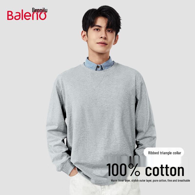 Baleno Unisex Pure Cotton Crew Neck Long Sleeve T-Shirt