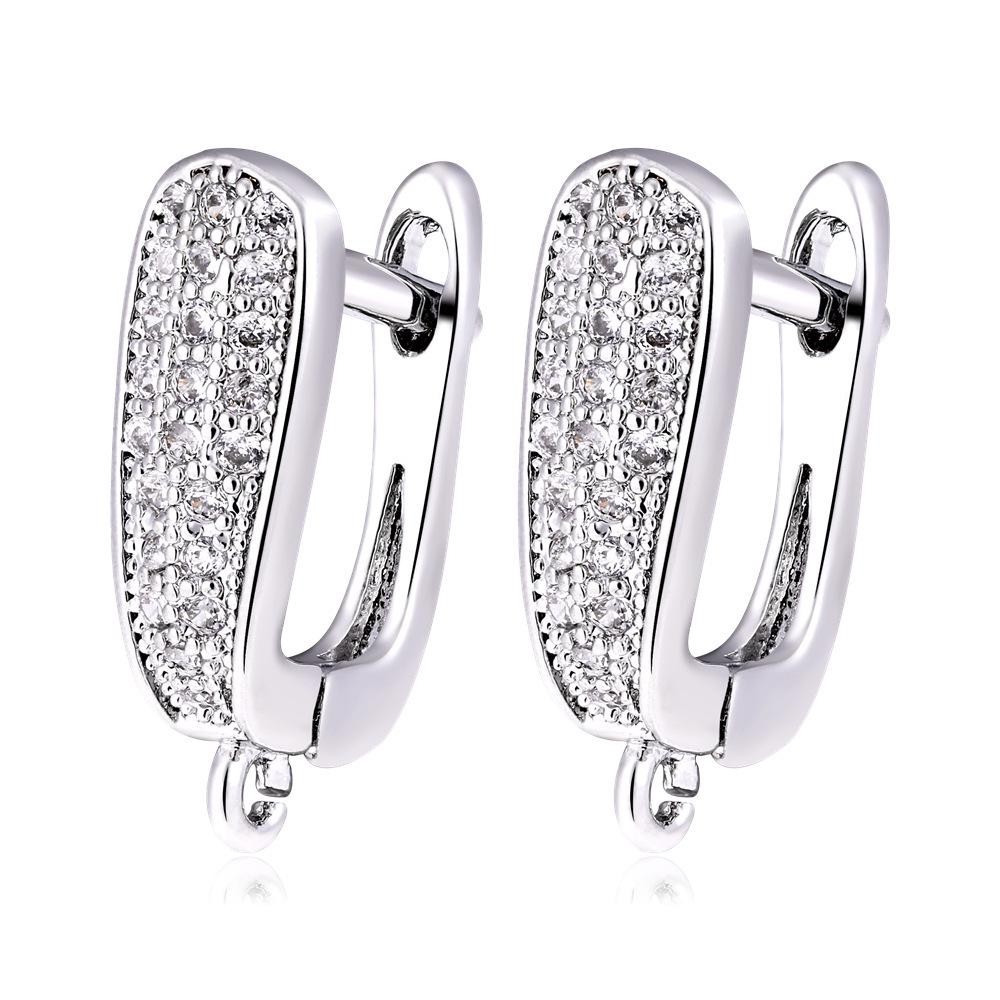 Copper-Plated White Gold Micro-Set Zircon Snake Ear Cuff with Diamond Accents - Snake-Shaped DIY Earring Accessories