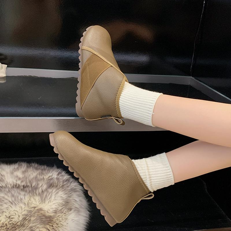 

Легкие роскошные удобные модные ботинки на мягкой подошве 2025 осень-зима новинка короткие ботинки для мамы на одной педали бархатные теплые тонкие ботинки 40 хаки