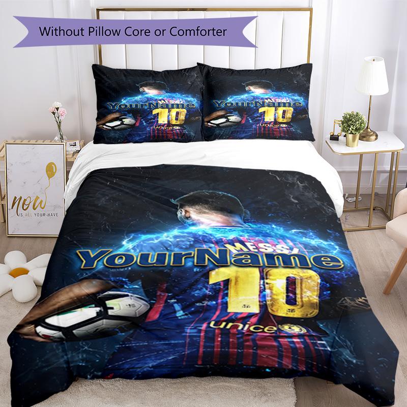Messi Personalized Text Bed CoverBed Design for Living Rooms Soft Bedding Custom Room Decor Birthday/Christmas GiftSpiritual Gift