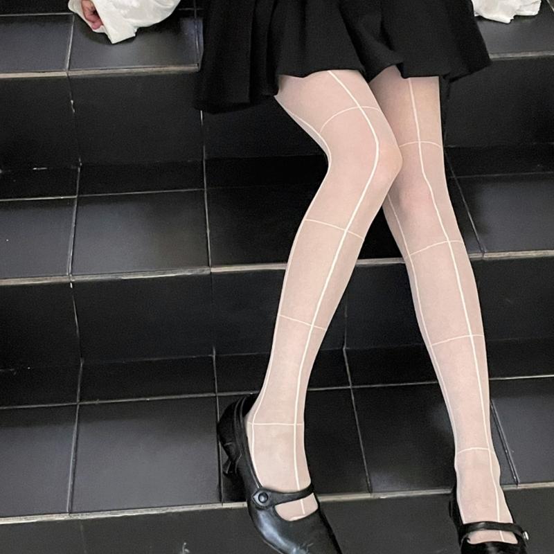 Women's Pantyhose,Cross Line High Waist Pantyhose Sheer Tights Thigh High Stockings