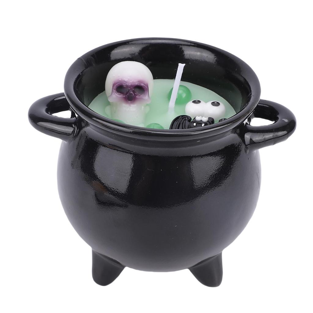Witch Cauldron Candle Ceramic Reusable Gothic Skeleton Scented Candle Decoration for Birthday Bedroom Tabletop