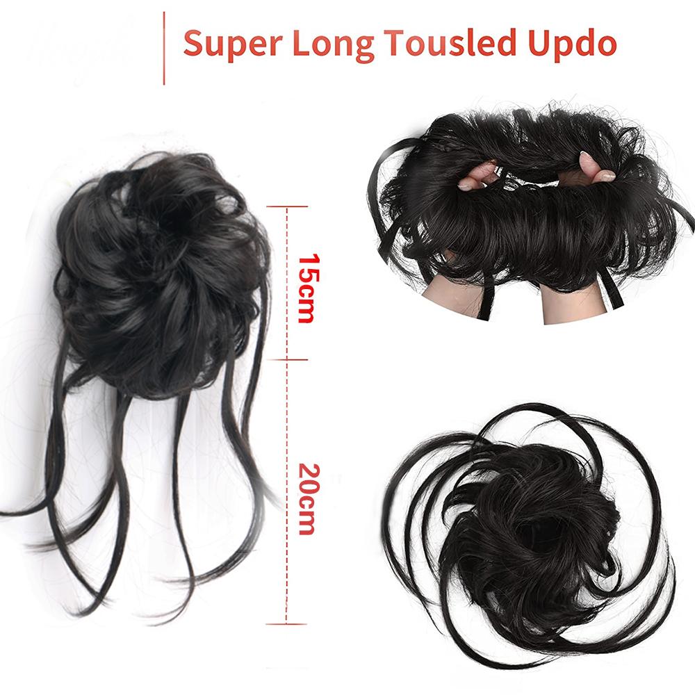 Synthetic Wrap Curly Ponytail Bun Chignon Messy Curly Hair Elastic False Hair Pieces for Women KTB