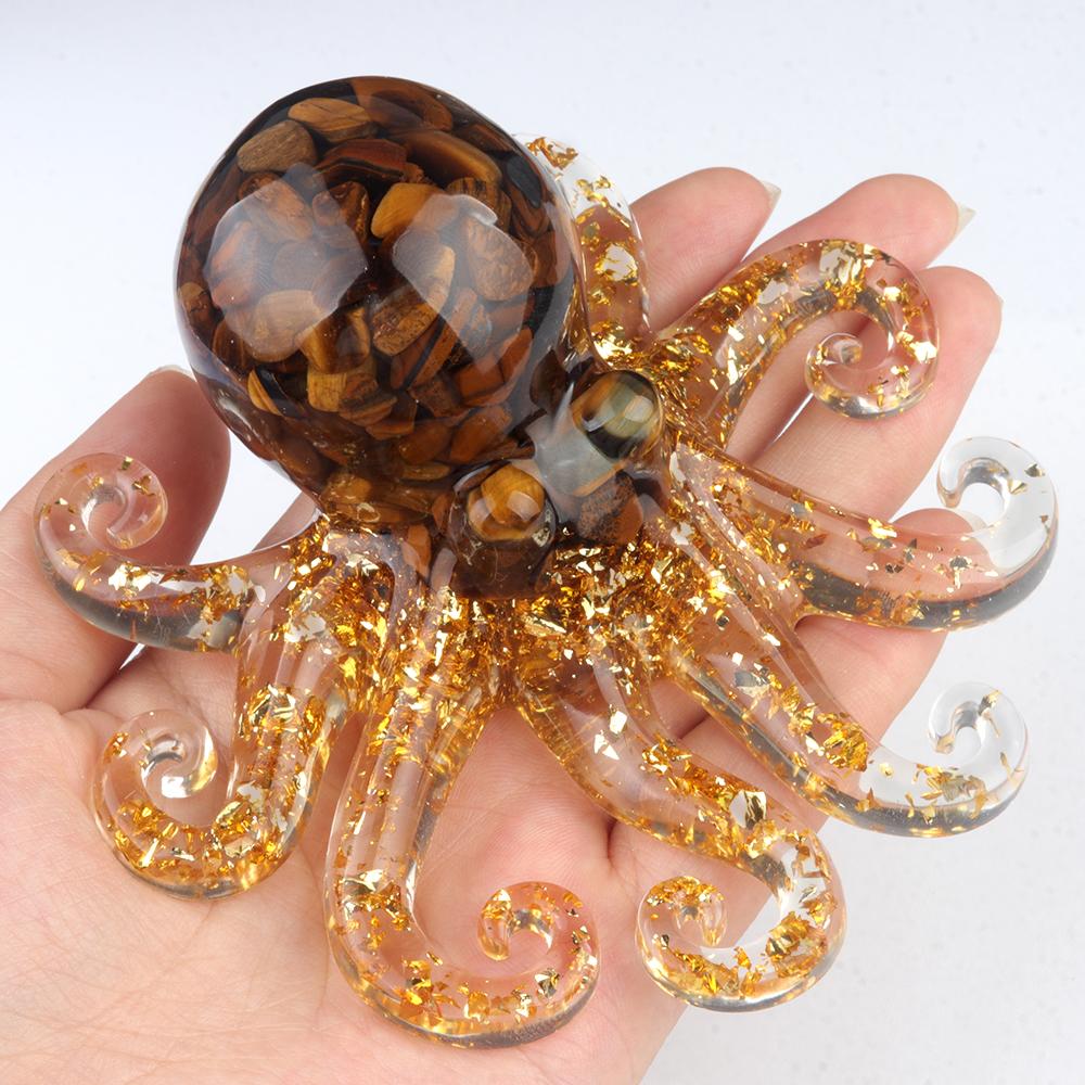 Cartoon Ornaments Natural Stone Lapis Lazuli/Agates Chakra Octopus-Shaped Decorative Ornament Home Handicrafts