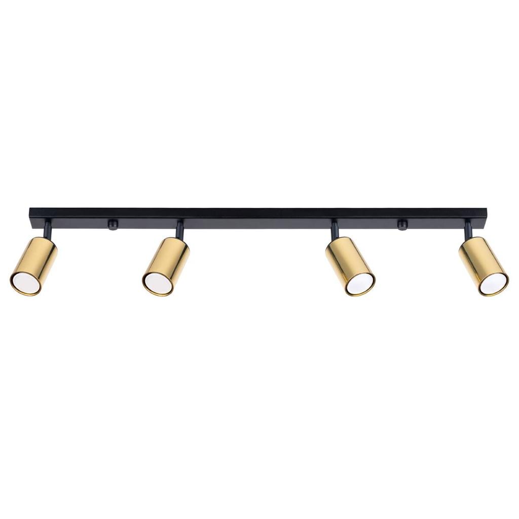 Spot Sufitowy Czarny Podłużny Poczwórny Złote Klosze 4Xgu10 10W Winx Sl.1387 Sollux Lighting