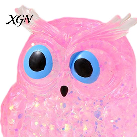 Bird Stress Toy Glitter Owl Sugar Ball Slow Rebound Relief Clear Squeeze Anxiety Relieving Animal Shape Hand Relaxation