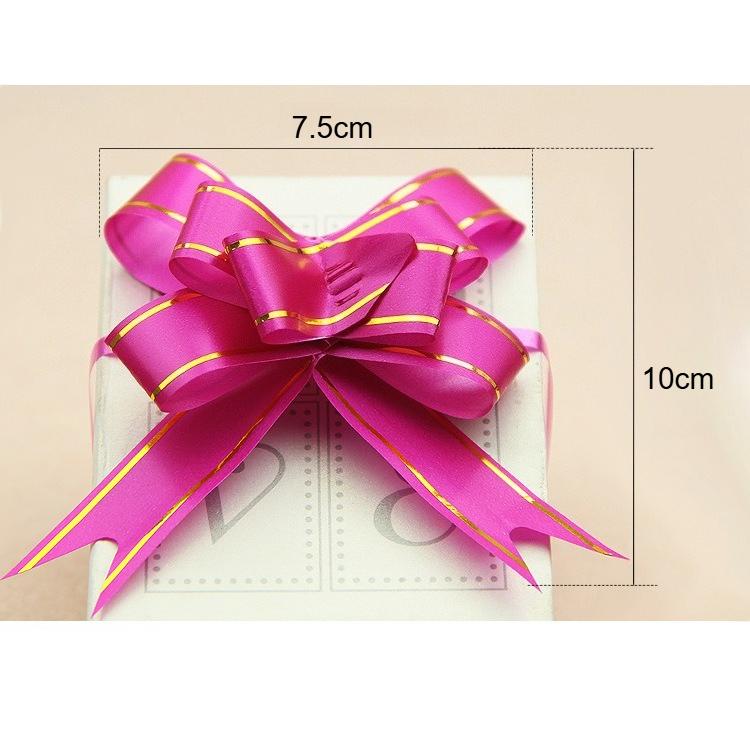 100pcs Small Gold Edge Pull Bows, Instant Gift Wrapping Ribbon Bows DIY Decorative Bows for Gifts Weddings Parties Random Colors