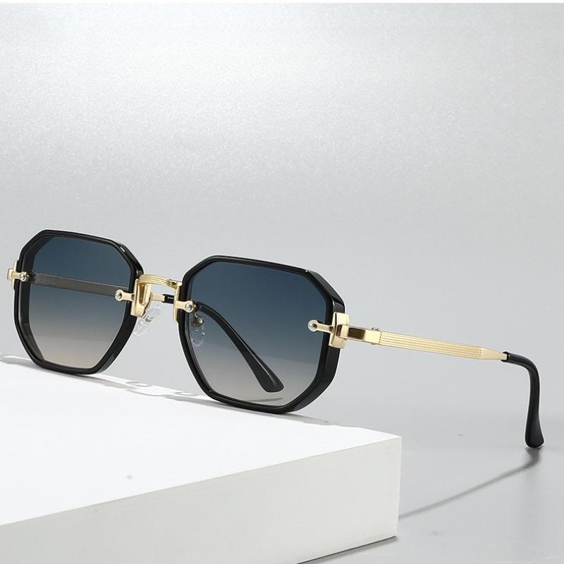 Retro Square European And American Style Polygonal Metal Frame Sunglasses Simple And Personalized Men'S Pilot Fashion Glasses