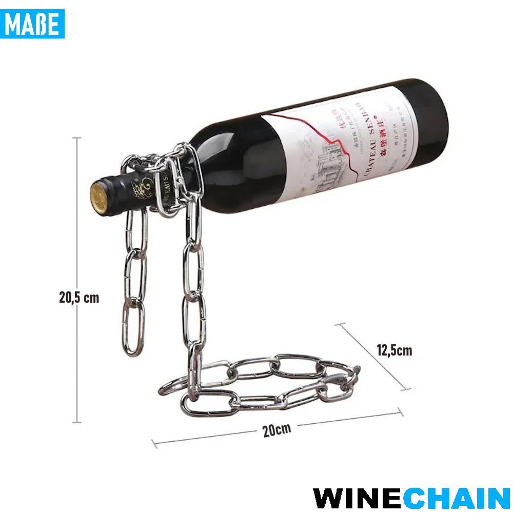 WINECHAIN Flaschenhalter Weinständer Flaschenständer Kette Metall Wein Silber