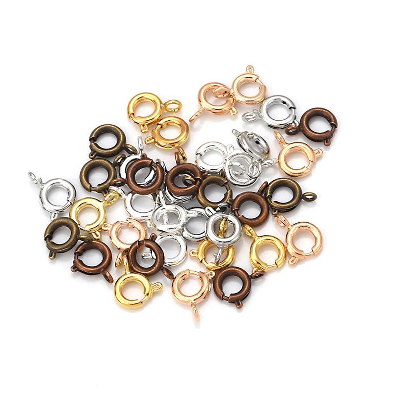 Gold Silver Spring Ring Clasp With Open Jump Ring jewelry Clasp For Chain Necklace Bracelet Connectors Jewelry Making