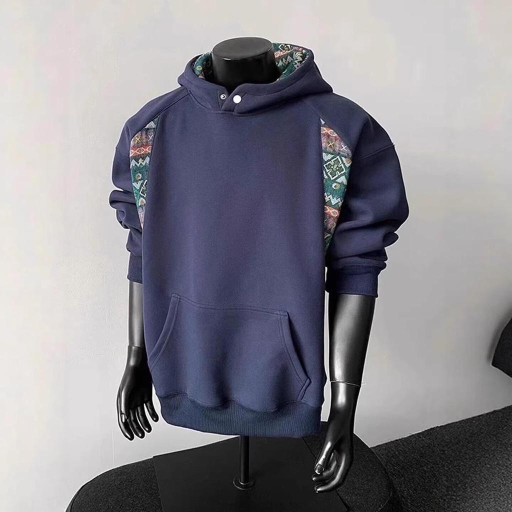 Color Block Embroidered Patchwork Hoodie - Autumn American Style Heavyweight Jacket for Couples