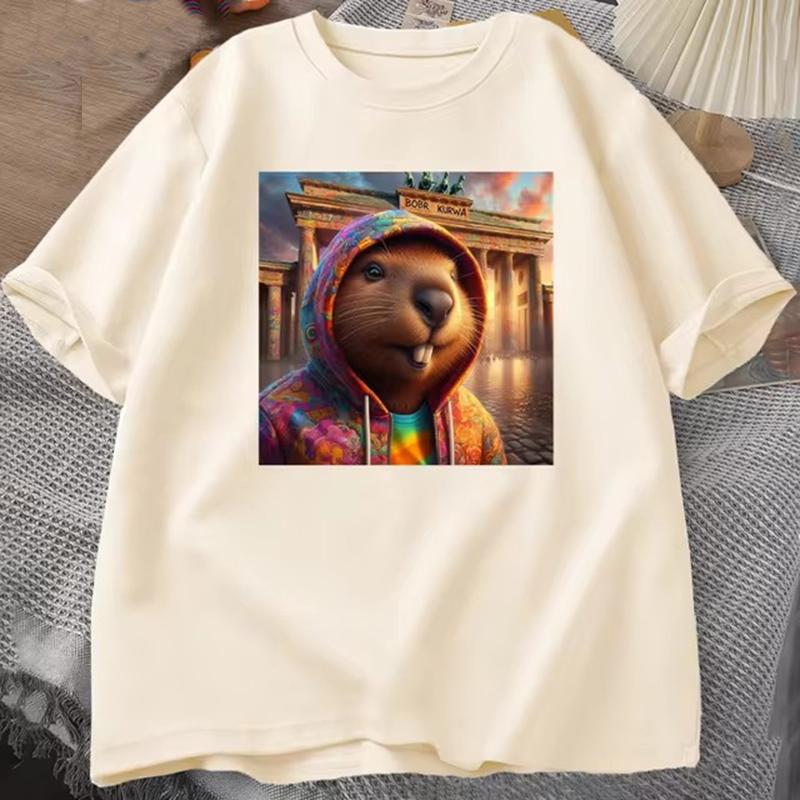 Bóbr Kurwa Gladiator cotton T Shirts for Unisex Women The Glory of Rome Graphic T-Shirt Bober Beaver Boberek Tshirt Casual Tees