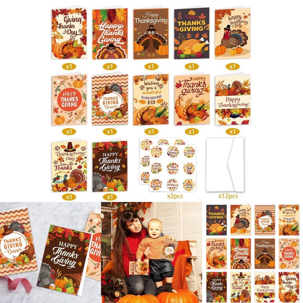 Holiday Paper Card Pack Featuring Turkey Theme For Thanksgiving Party Invitations And Event Decor