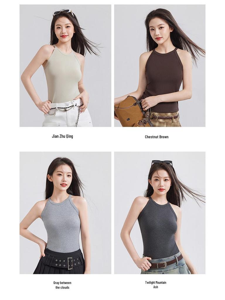 Tencel Lyocell Women's Sleeveless Halter Knit Camisole - Slimming Base Layer Top