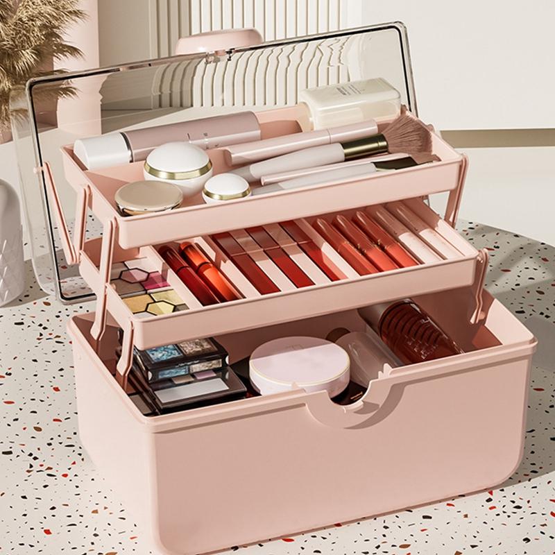 

3 Layers Multifunction Large Capacity Family Medicine Organizer Storage Box Portable Emergency Storage Cosmetic storage box розовый