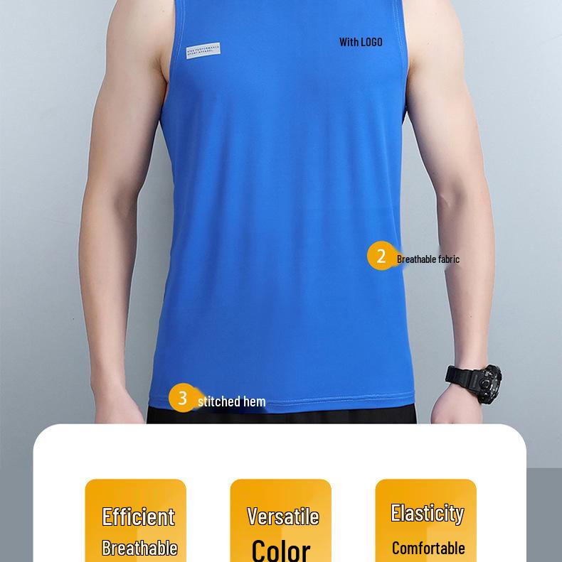 Men's Quick-Dry Ice Silk Stretch Tank Top - Sleeveless Summer Fitness Vest