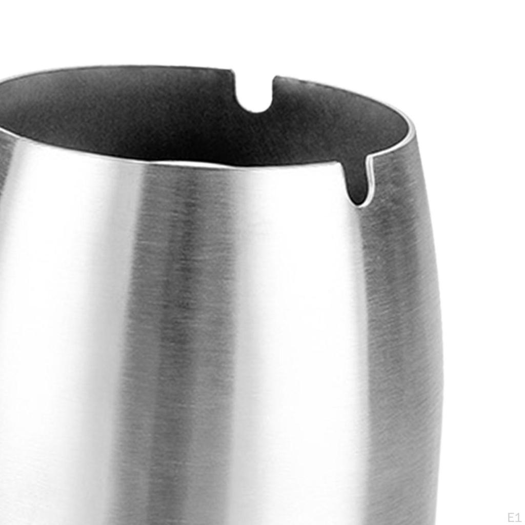 Tapered Ash Holder Portable Stainless Steel Ashtray for Villas Outdoor Patio Argent